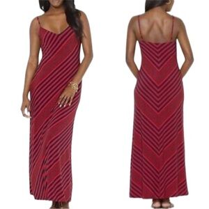 RALPH LAUREN red and blue striped maxi dress sz. L